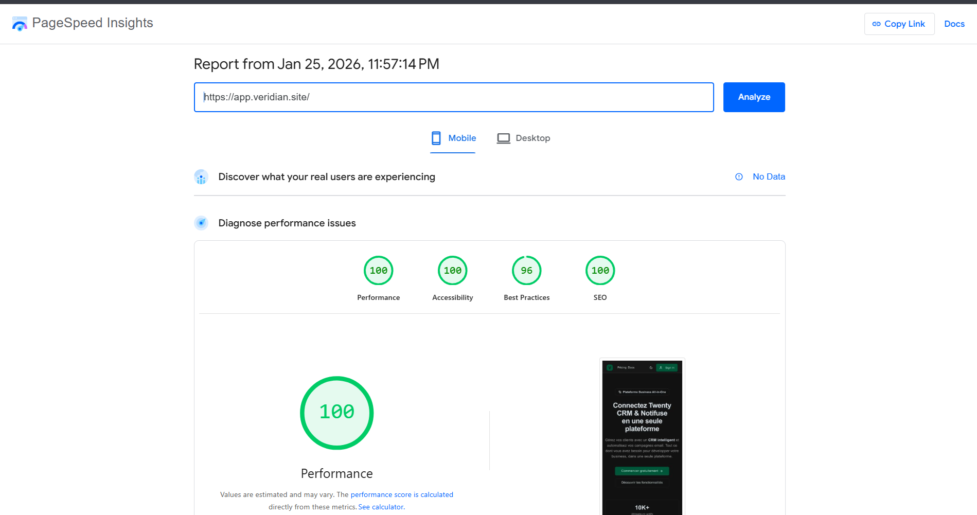 Aperçu avant optimisation technique